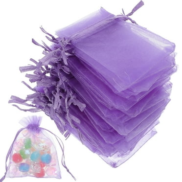 Organza Gift Bag Drawstring Design Candy Bags Small Mesh Favor Packaging Jewelry Purple 50 Pcs