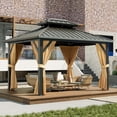 thumbnail image 3 of Hardtop Outdoor Gazebo – Galvanized Double Roof, 6 Sizes & Custom Colors for Patio/Garden (Black/Woodgrain Pillars), 3 of 7