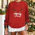 thumbnail image 2 of Christmas Long Sleeve Shirts for Women Antlers Print Sweatshirts Loose Long Sleeve Pullover Holiday Party Sweatshirt pullover hoodie, 2 of 7
