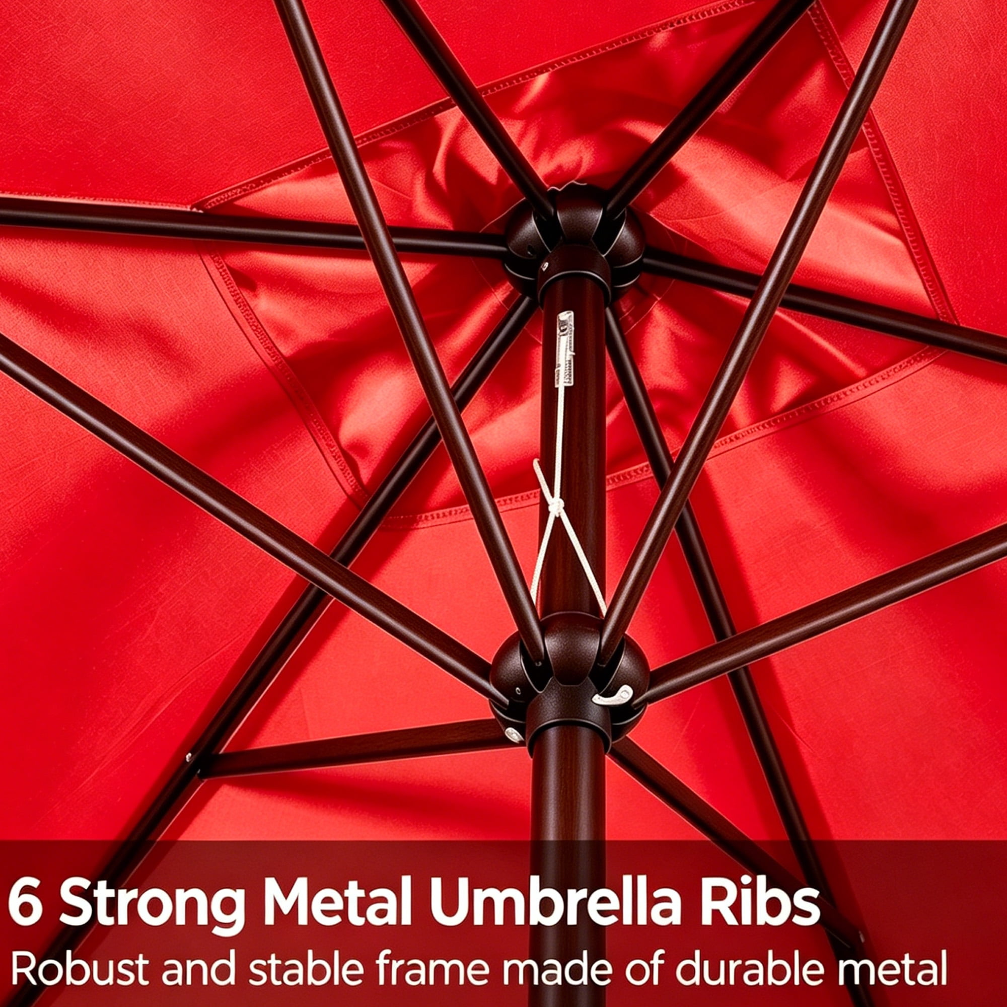 Kool 10x6.5ft Rectangular Patio Umbrella with Crank Handle, Outdoor Market Umbrella with 6 Sturdy Umbrella Ribs, Waterproof, Red