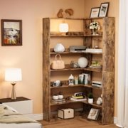 Corner Bookshelf, 6 Tiers Corner Bookcases with Baffles, 6-Tier Corner Bookshelf with Baffles,Large Storage Corner Bookshelf Display Rack 71''Tall Modern L shaprner Etagere Bookcase Corner Shelf L Sha