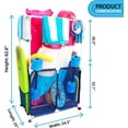 thumbnail image 6 of Essentially Yours Pool Equipment Holder with Towel Drying Bars, Mesh Rolling Double Decker Multi Use Storage Organizer Bin, Extra Large with Towel Hanger, (34.5" W x 25" L x 62.6" H), Blue / White Sty, 6 of 9