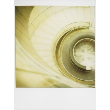 Polaroid of View Looking Down on Spiral Staircase in the Louvre Museum, Paris, France, Europe Print Wall Art By Lee