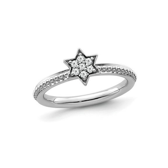 Gem & Harmony Star Ring with Diamonds 1/5 Carat (Ctw) in 14K White Gold for Women