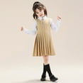 thumbnail image 2 of CAICJ98 Girls School Uniform Jumper Dress Solid Soft Sleeveless Crew Neck A-Line Pleated Dress (4-5 Years,Khaki), 2 of 9