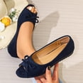 thumbnail image 4 of DIVVce Peep Toe Bow Flats For Women Suede Slip On Comfortable Casual Footwear, 4 of 8