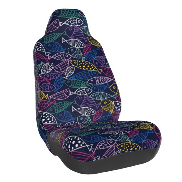 Lsque Cute Line Fish Pattern Car Seat Covers for Front Seats , Waterproof Seat Covers for Cars, Sporty Front Seat Covers,Car Seat Cover Protector Front Seats
