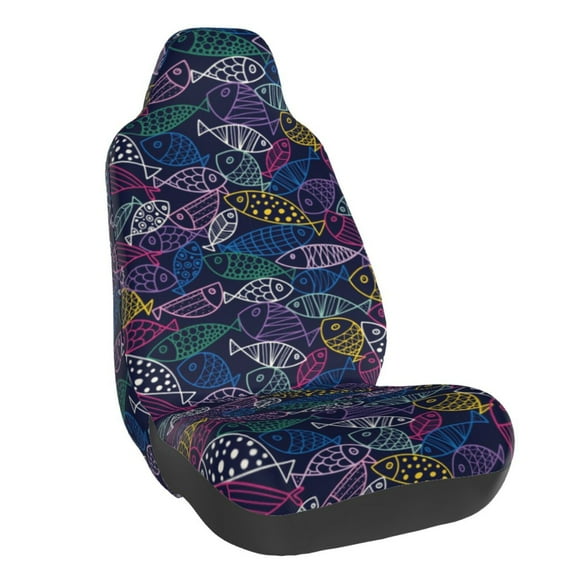 Lsque Cute Line Fish Pattern Car Seat Covers for Front Seats , Waterproof Seat Covers for Cars, Sporty Front Seat Covers,Car Seat Cover Protector Front Seats
