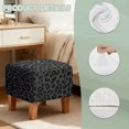 thumbnail image 7 of Jiueut Black Leopard Print Footstool Cover, Removable Square Slipcover with Elastic Bottom Breathable Foot Stool Protection Universal Fit for Most Footrest Sofa, 7 of 7