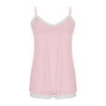 thumbnail image 4 of Fanxing Womens Summer Pajamas Under $15 2 Piece Sets Camis Lounge Sets Pjs Outfits Sleeveless T Shirts & Shorts Home Wear Pink,M, 4 of 6