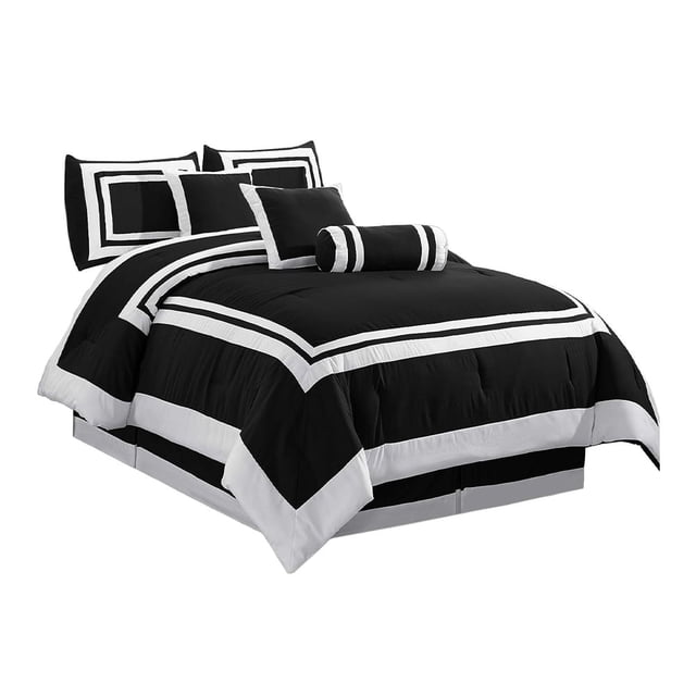 Ensemble de Couette Générique, 7 Pcs, Design Bicolore, Grand Lit