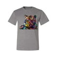 thumbnail image 2 of Wild Bobby, Colorful Rainbow Tiger Animal Lover Men's Graphic T-Shirt, Heather Grey, 5XL, 2 of 3