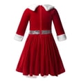 thumbnail image 2 of iEFiEL Girls Christmas Dancewear Long Sleeve Velvet Figure Ice Skating Roller Skating Tutu Dress Red 6, 2 of 7