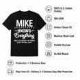 thumbnail image 5 of Mike Knows Everything Funny Graphic T-Shirt – Humorous Novelty Name Tee for Men, Unisex Fit, Sizes S–4XL, 5 of 9