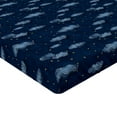 thumbnail image 4 of Ambesonne Night Fitted Sheet, Japanese Swirly Clouds Stars, California King, Dark Sky Blue and Yellow, 4 of 5