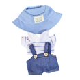 thumbnail image 4 of Ropa De Muñeca De Felpa Hugo Camiseta Y Mono Con Sombrero Azul, 4 of 9