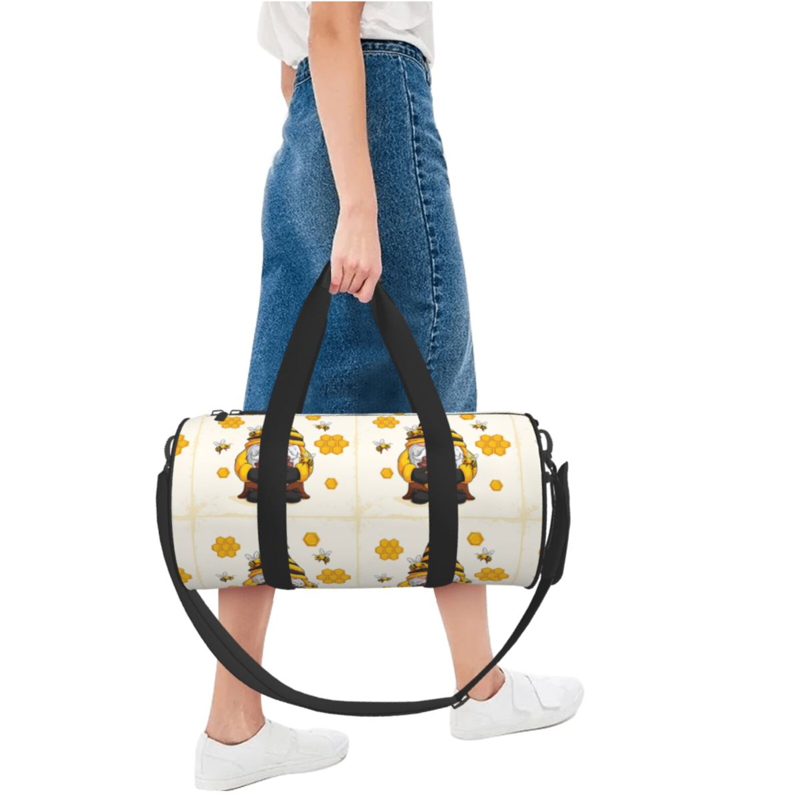 Vsdgher Beekeeper Gnome Holding A Glass 45L Foldable Duffel Bag, Sports Gym Bag,Overnight Bag, Portable Weekender Bag for Airplanes