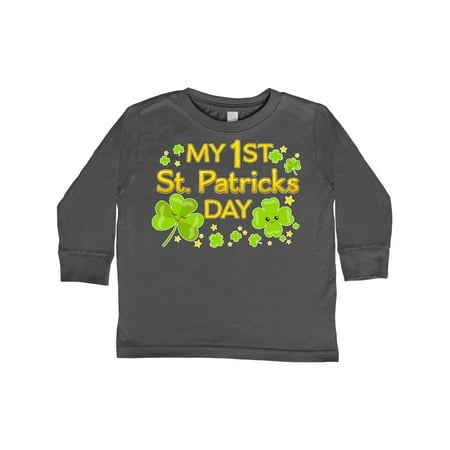 

Inktastic My First St. Patricks Day-cute smiling clovers Gift Toddler Boy or Toddler Girl Long Sleeve T-Shirt