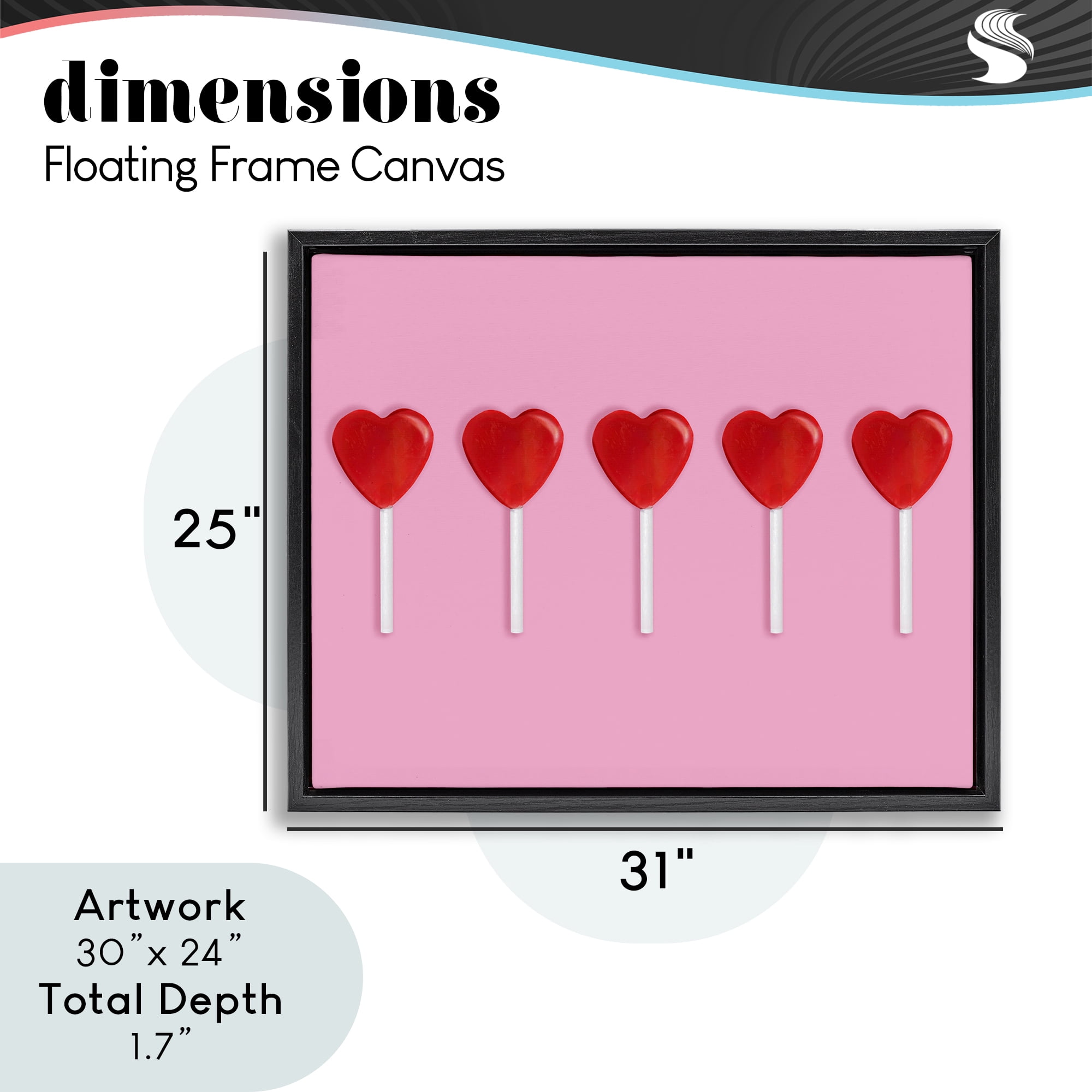 Stupell Industries Valentine's Heart Pops Black Framed Floater Canvas Wall Art, design by LISH Creative