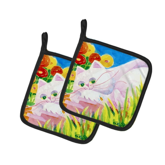 Carolines Treasures 6102PTHD Paire de Porte-Pots pour Chat Blanc