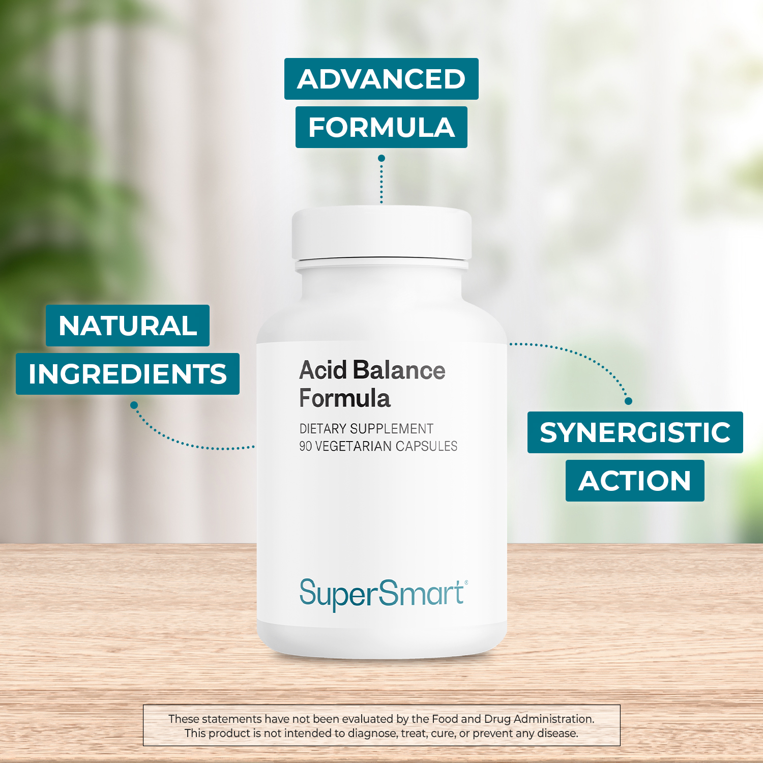 SuperSmart Acid Balance Formula (Advanced Complex) - with Zinc L-Carnosine, Slippery Elm Extract, Licorice Root | Non-GMO & Gluten Free - 90 Vegetarian Capsules