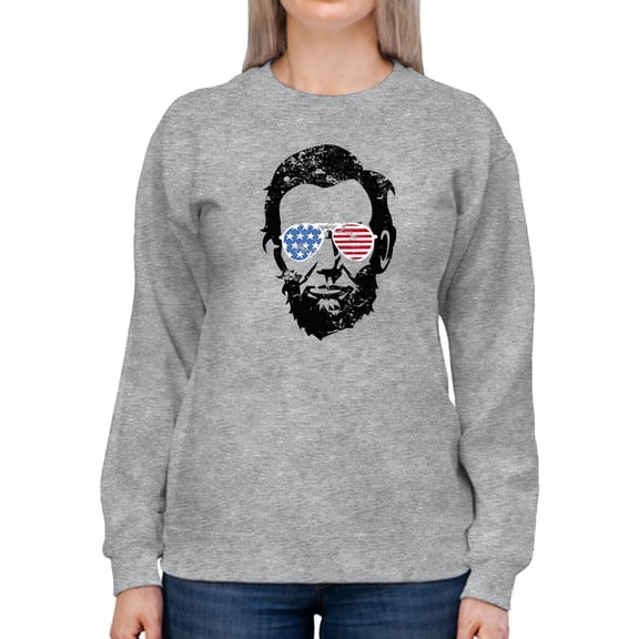 Lincoln With American Glasses Sweatshirt Women -GoatDeals Designs, Female x-Large