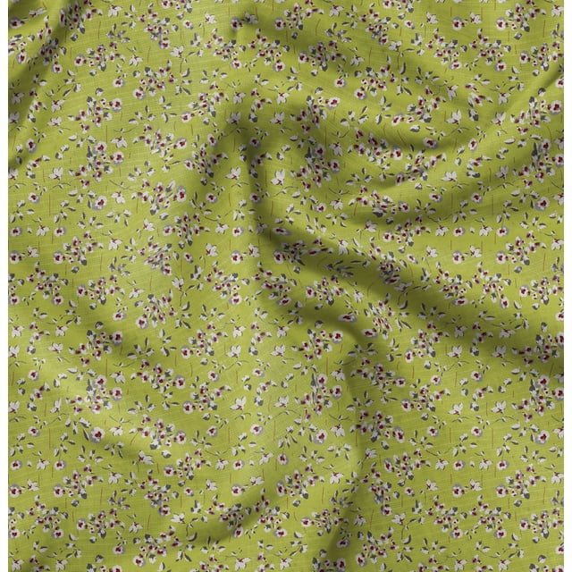 Soimoi Tissu en Toile de Polyester à Imprimé Floral, Tissu de Couture pour Déco au Mètre Largeur 56 Pouces, Tissu Décoratif pour Rideaux Sacs Fourre-Tout, Vert Lime