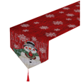 thumbnail image 1 of Camino de mesa navideño Camino de mesa navideño de algodón y lino Camino de mesa navideño lavable de lino rojo Camino de mesa navideño para decoración de mesa navideña, 33 cm x 183 cm ER, 1 of 5
