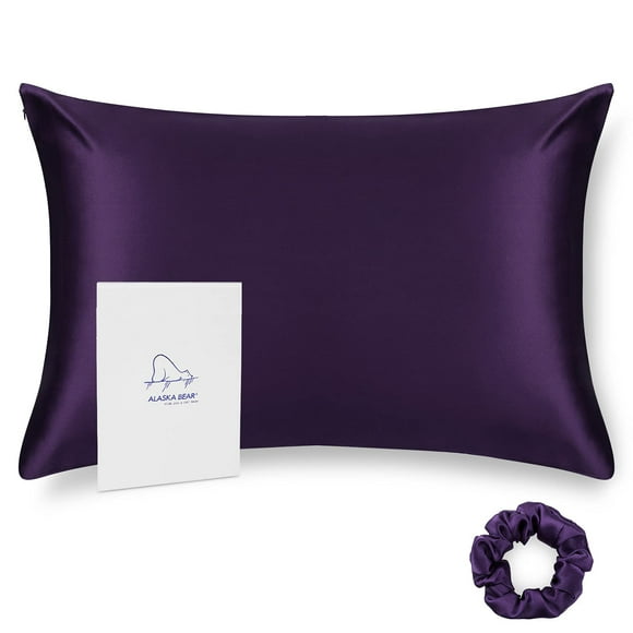 Funda de almohada ALASKA BEAR Queen, 100% seda morera, color morado