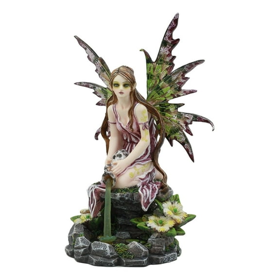 Ebros Mythical Goddess Moss Fairy With Elixir Of Youth Statue 8"Tall Green Gothic Earth Faerie Fantasy Sculpture