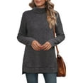 thumbnail image 4 of Qulqfy Turtleneck Women's Sweaters Pullover Dressy Gray Ribbed Knit Business Casual Shirts Lightweight Sweaters for Women XL, 4 of 6