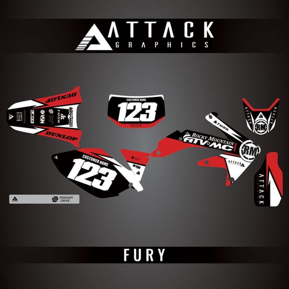 Attack Graphics Custom Fury Complete Bike Graphics Kit for Honda CRF450X 2007