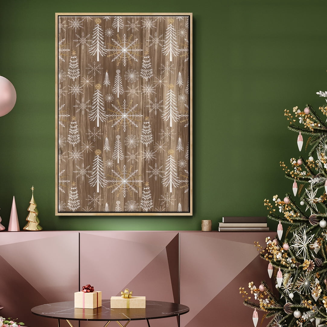 Barnwood Wonderland Collection E - Framed Gallery Wrapped Holiday Canvas - 27 x 41 - Natural Wood Frame