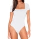 thumbnail image 1 of Body de manga corta para mujer, ajustado, color puro, calzoncillos con botones, mono para uso de verano, blanco M, 1 of 3