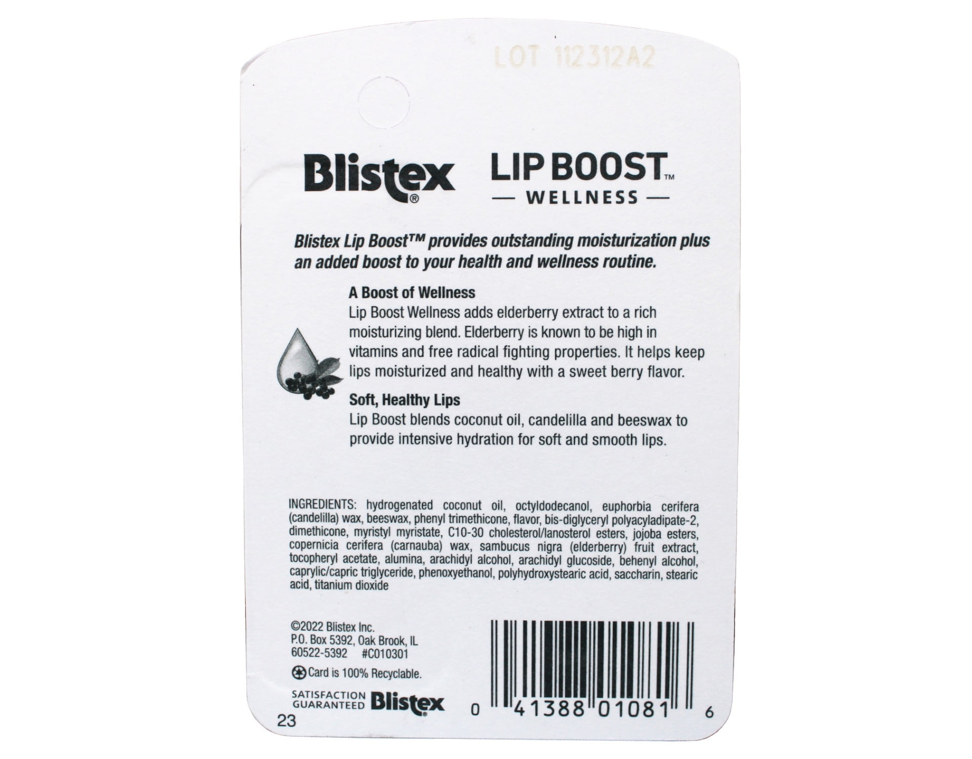 6 Pack - Blistex Lip Boost Wellness, Intensive Hydration from Coconut Oil & Beeswax, Elderberry Moisturizer 0.13 oz