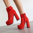 thumbnail image 6 of Mostsola Platform Heels Boots for Women Ankle Strap Zip up Short Boots Round Toe Dress Booties, 6 of 9