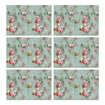 Pioneer Flower Floral Print Pattern Summer Placemats Table Placemats Set Of 6-Linen Kitchen Washable Placemats Table Mats 12x18 Inch Non-Slip Heat Resistant