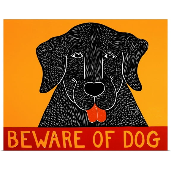 Great BIG Canvas | Rolled Stephen Huneck Poster Print entitled Beware of Dog Black
