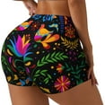 thumbnail image 2 of Naloa Mexican Flower Traditional1 Biker Shorts for Women Seamless Scrunch Short Women’s Yoga Shorts for Gym Running Sport Shorts - Large, 2 of 9