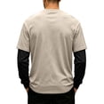 thumbnail image 4 of IAJDKMEK Men's Long Sleeve Mock Two-Piece Crewneck – Patchwork Style, Casual T-Shirts for Men, Trendy Layered Look, Comfortable Top,Beige L, 4 of 6