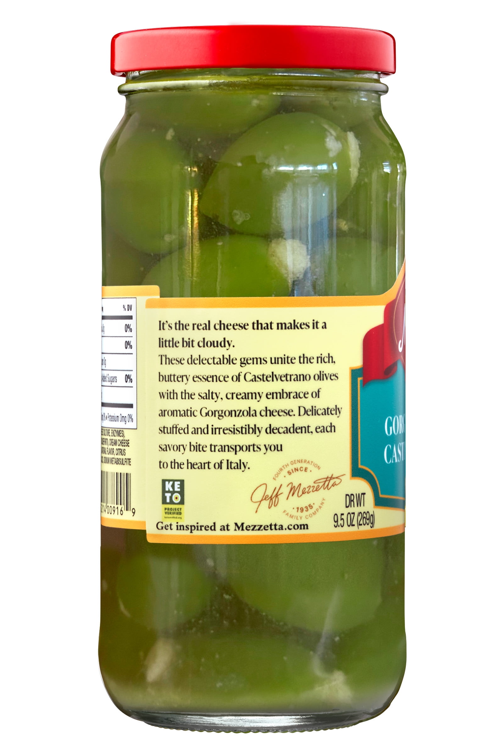 Mezzetta Italian Gorgonzola Stuffed Castelvetrano Style Olives, 16