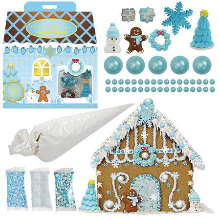 Winter Wonderland Blue Snowflake Gingerbread House Kit by Bakery Bling