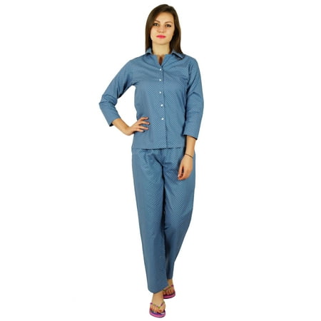 

Bimba Womens Cotton Night Wear Printed Pajama Set Full Sleeve Shirt with Pyjama