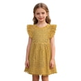 thumbnail image 4 of Bobifish Toddler Girls Dresses Crew Neck Ruffle Cap Sleeve Lace Pom Pom Trim Ruffled Smocked A-Line Dresses Party Dresses, 4 of 4