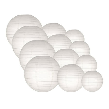 Paper Party Lanterns - Quasimoon Round Paper Lanterns 12pcs Assorted Combo Party Pack - (12/10/8