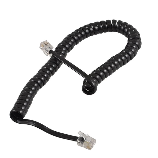 Replacement RJ9 4P4C Coiled Stretchy Telephone Handsets Cable Line Black