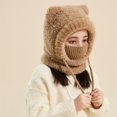 thumbnail image 2 of XIMIN Bear Ear Baby Girls Boys Winter Hat Toddler Knitted Ear Flaps Cute Stuffed Hood Scarf Beanies with Fleece Lining Fluffy Ski Snow Hat, 2 of 6