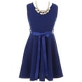 thumbnail image 3 of Big Girl Girls Set Floral Lace Jacket Round Neck Bow Holiday Flower Girl Dress Royal 12 JKS 2096, 3 of 5