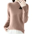 thumbnail image 5 of TKLPEHG Womens Tops Dressy Crew Neck Knitted Sweater Casual Lightweight Fall Tops Solid Color Loose Comfy Long Sleeve T Shirt Fashion Blouses Pullover (Khaki,XL), 5 of 6