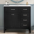thumbnail image 3 of 36" Bathroom Vanity with Sink, Black Modern Bathroom Cabinet with Storage Drawers, Freestanding Vanity with Ceramic Basin, Solid Wood & MDF Construction, 3 of 9